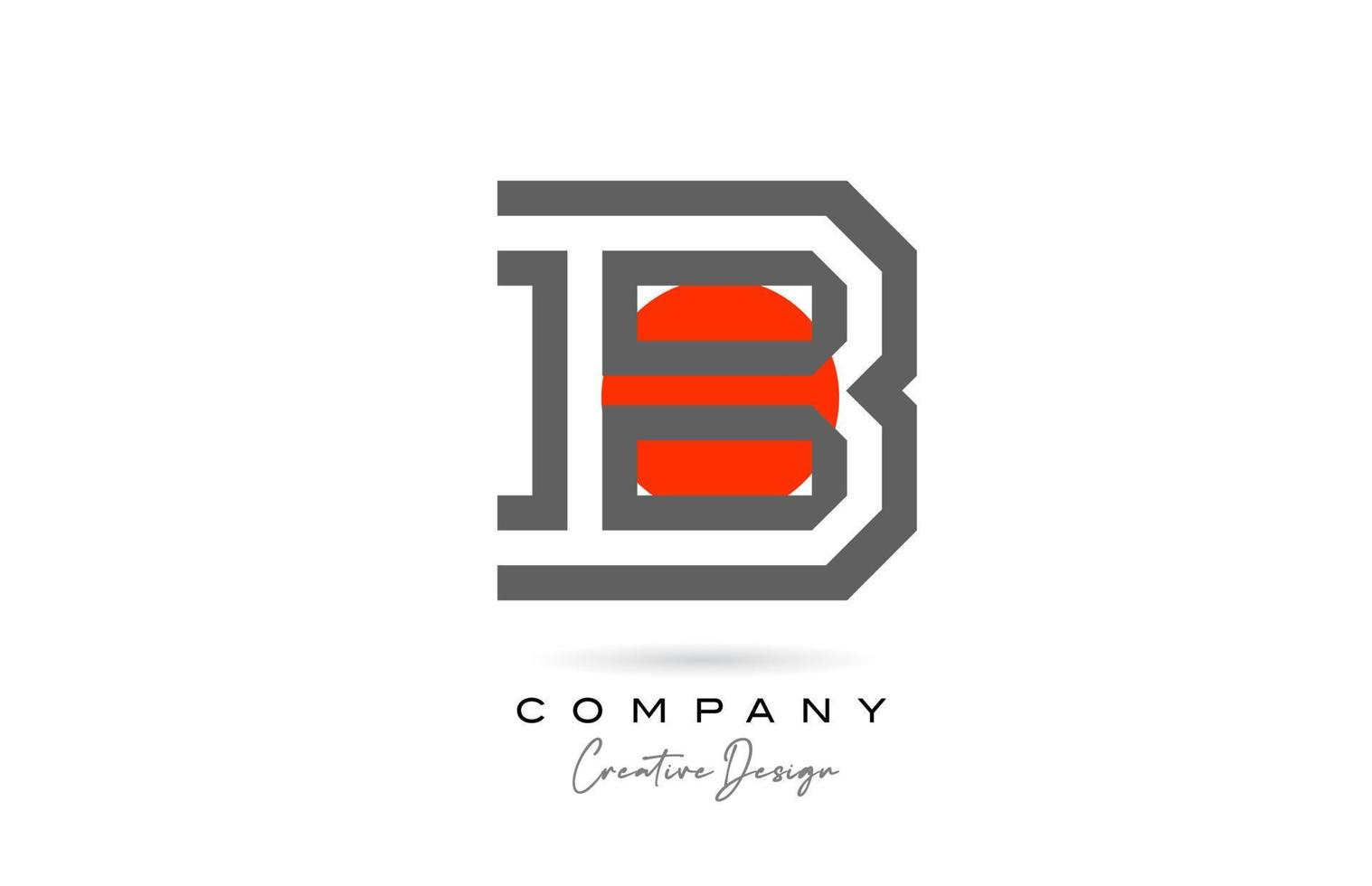 grijs lijn b alfabet brief logo icoon ontwerp met rood punt. creatief sjabloon voor bedrijf en bedrijf vector