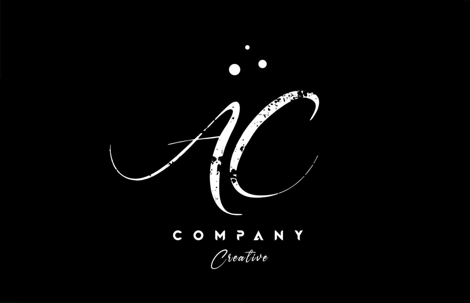 wijnoogst ac alfabet brief logo icoon combinatie ontwerp met stippen. creatief hand- geschreven sjabloon voor bedrijf vector