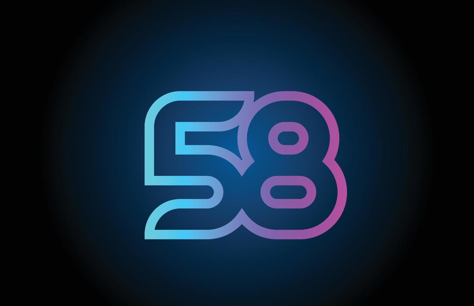 roze lijn 58 aantal logo icoon ontwerp. creatief sjabloon voor bedrijf en bedrijf vector