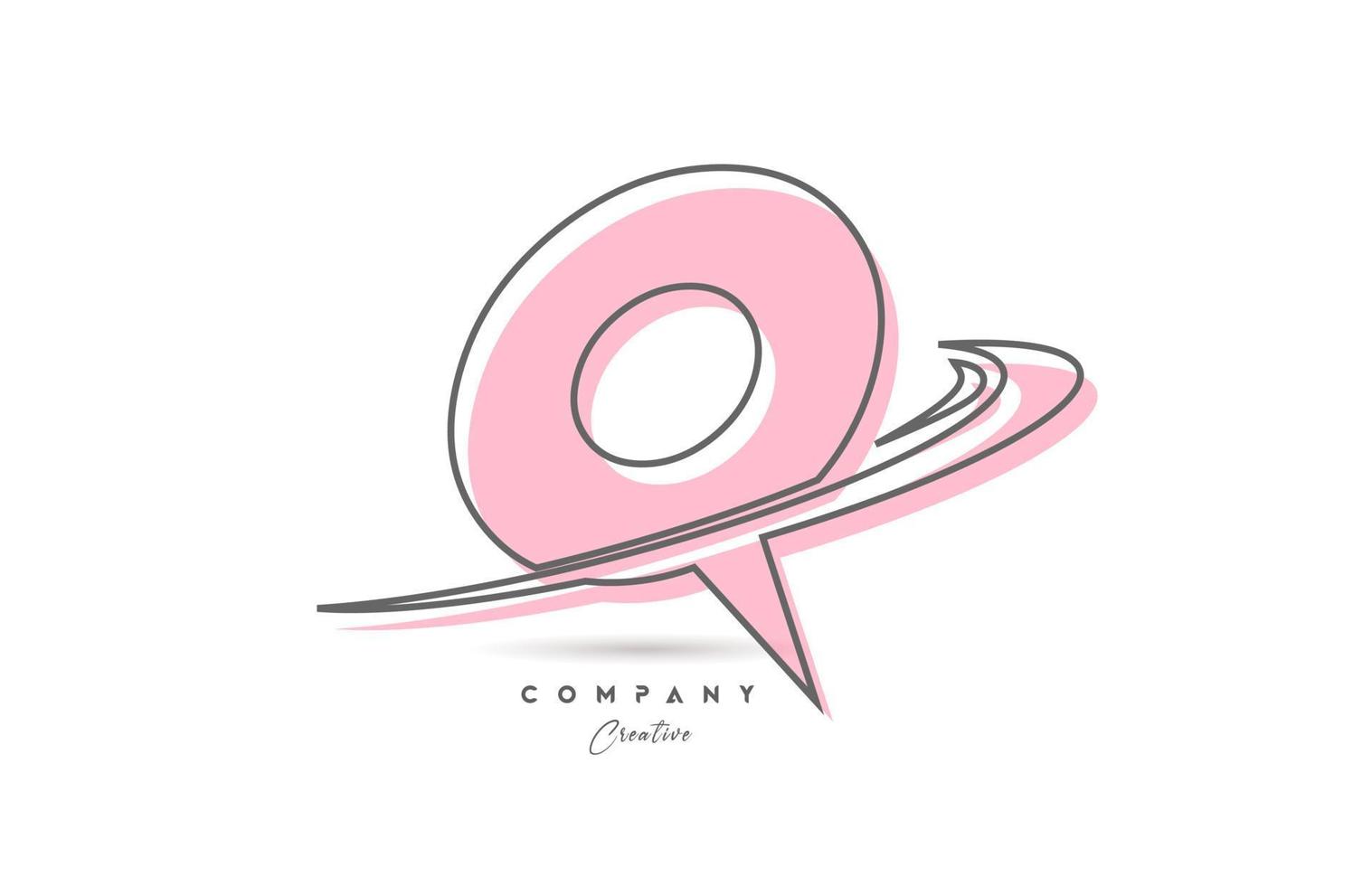 q roze grijs lijn alfabet brief logo icoon ontwerp met zucht. creatief sjabloon voor bedrijf en bedrijf vector