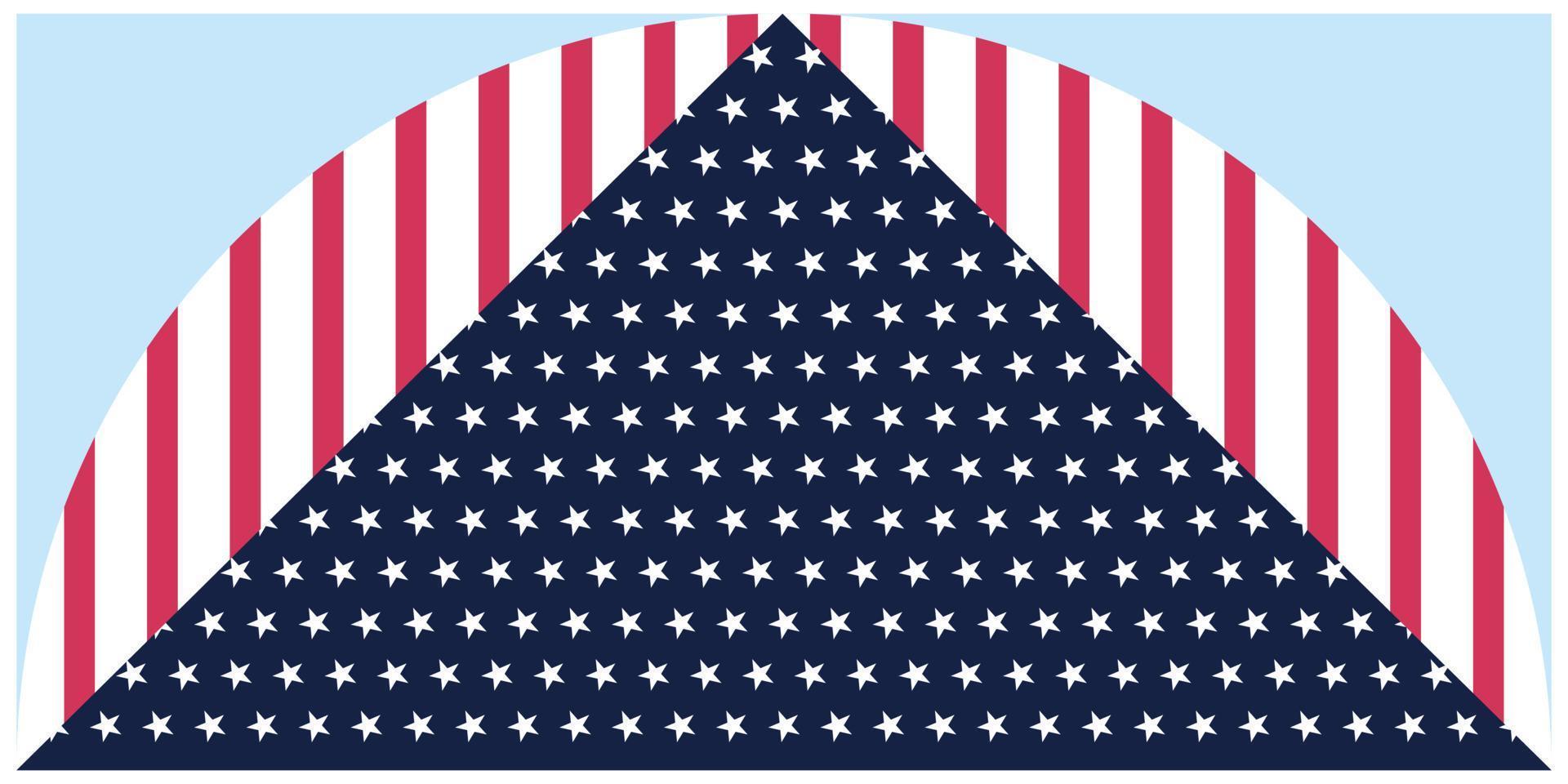 vlag van de Verenigde staten van Amerika in de het formulier van een driehoek. driehoekig en cirkel achtergrond beeltenis de Amerikaans vlag. vector