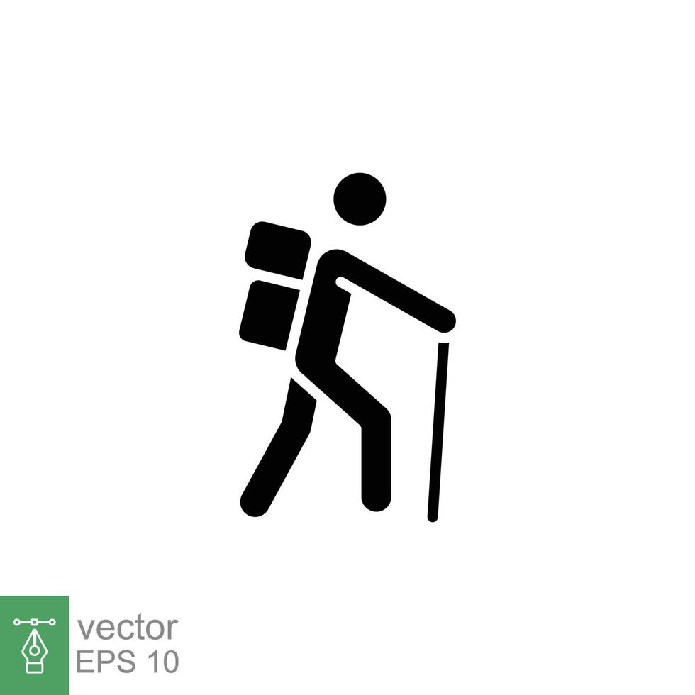 wandelen glyph icoon. gemakkelijk solide stijl. werkzaamheid, natuur, wandelen, wandelen, avontuur concept ontwerp element. vector illustratie geïsoleerd Aan wit achtergrond. eps 10.