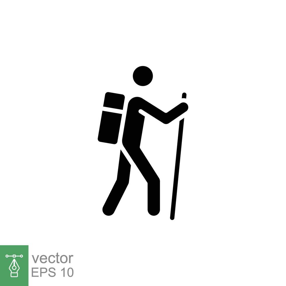 wandelen glyph icoon. gemakkelijk solide stijl. werkzaamheid, natuur, wandelen, wandelen, avontuur concept ontwerp element. vector illustratie geïsoleerd Aan wit achtergrond. eps 10.