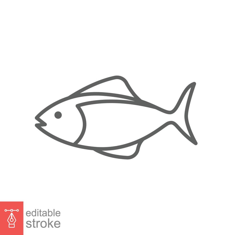 vis lijn icoon. gemakkelijk schets stijl. zee leven, tonijn, vissen concept voor voedsel sjabloon ontwerp. vector illustratie geïsoleerd Aan wit achtergrond. bewerkbare beroerte eps 10.