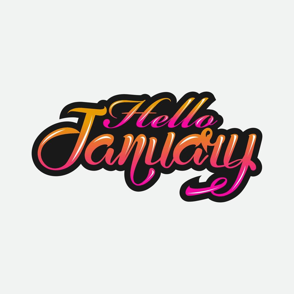 Hallo januari kaart en handgeschreven tekst, modern borstel kalligrafie, hand- belettering. vector illustratie.