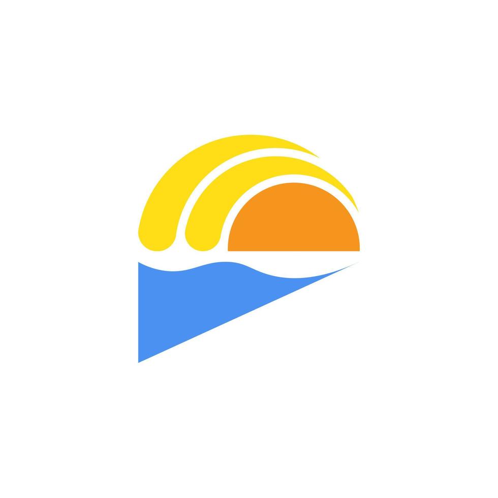 logo voor toevlucht, hotel, reizen bureau, spa met zon en zee. meetkundig abstract zomer. vector