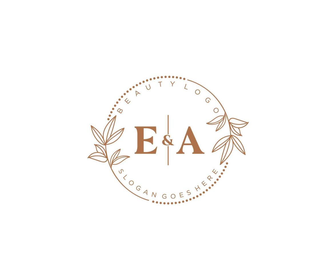 eerste ea brieven mooi bloemen vrouwelijk bewerkbare premade monoline logo geschikt voor spa salon huid haar- schoonheid winkel en kunstmatig bedrijf. vector