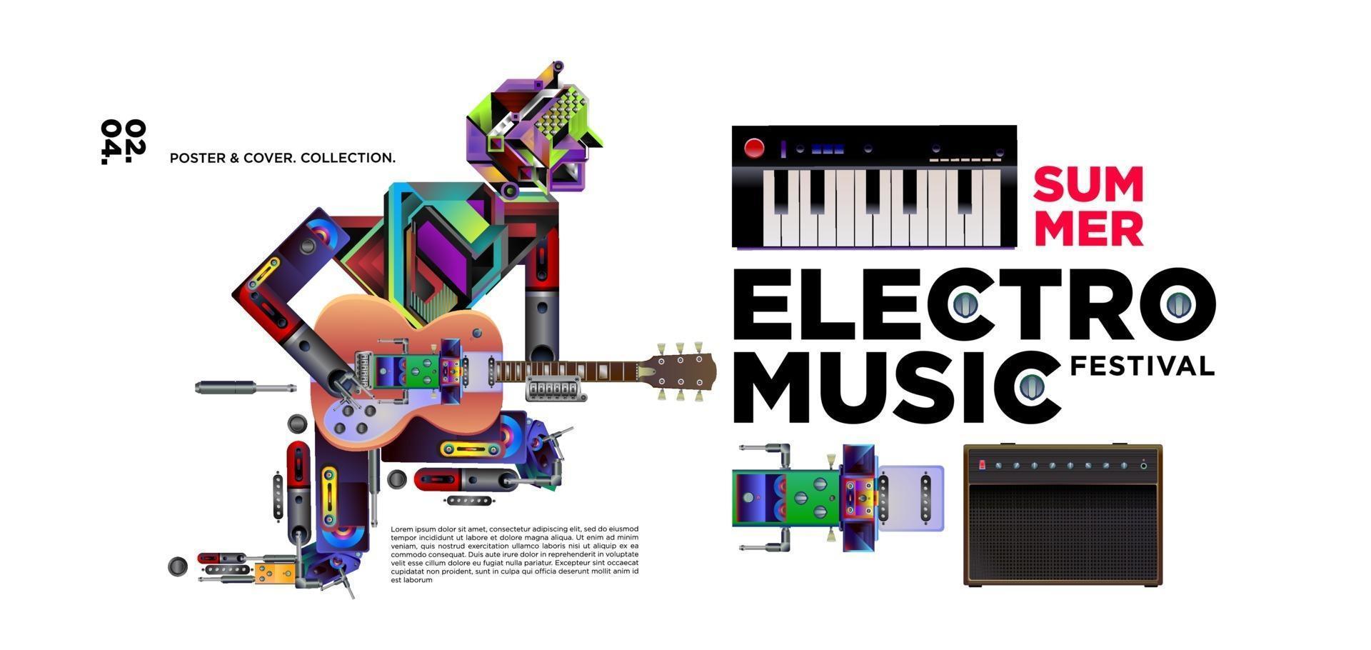 elektronische muziekfestival poster en banner ontwerp vector