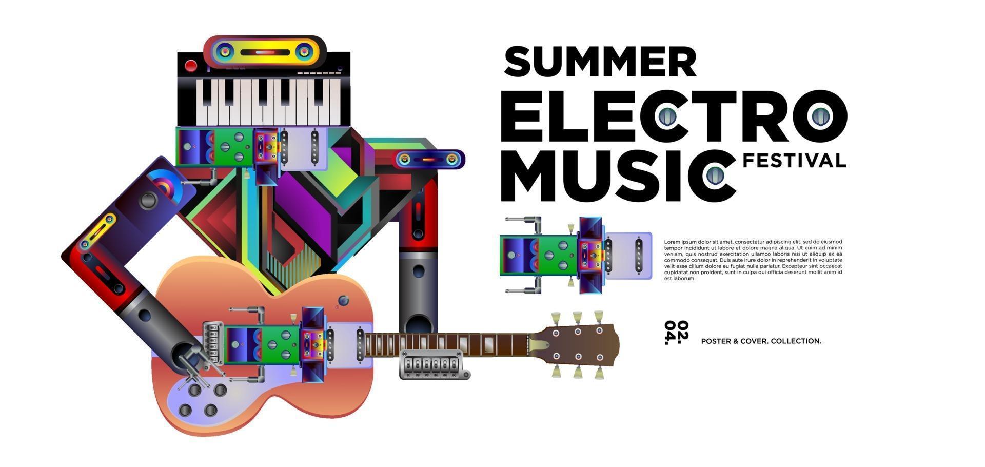 elektronische muziekfestival poster en banner ontwerp vector
