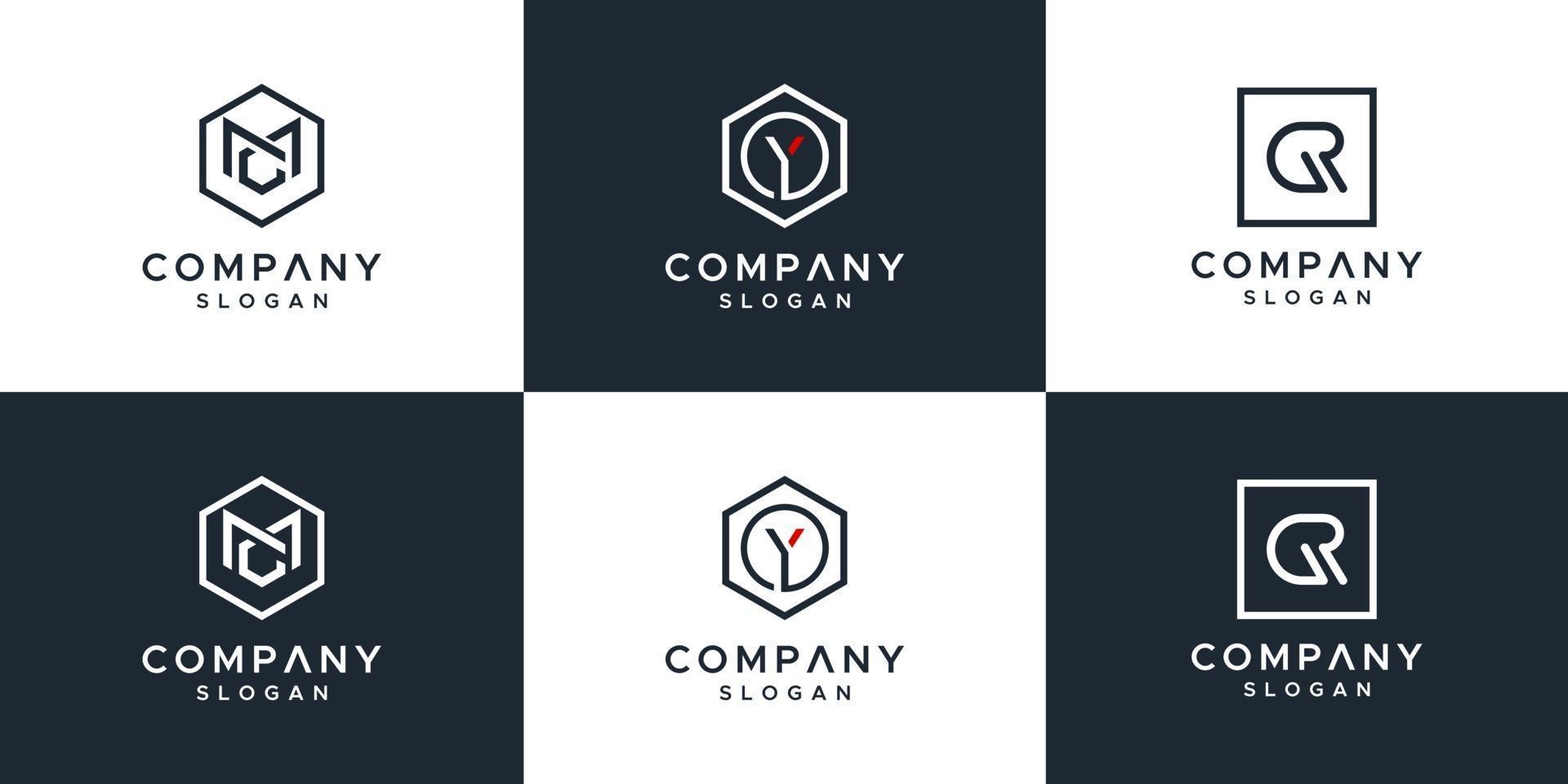 monogram ingesteld logo ontwerp vector