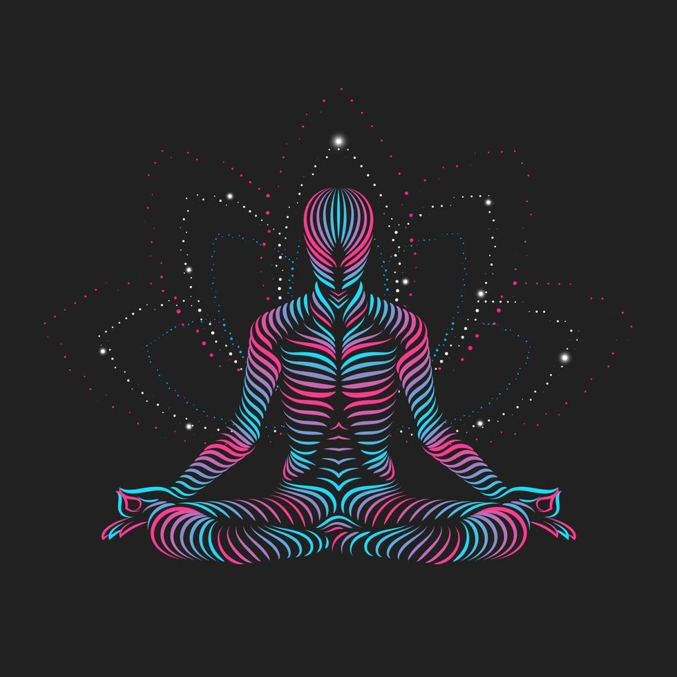 abstracte mediterende man in yoga lotus houding vector