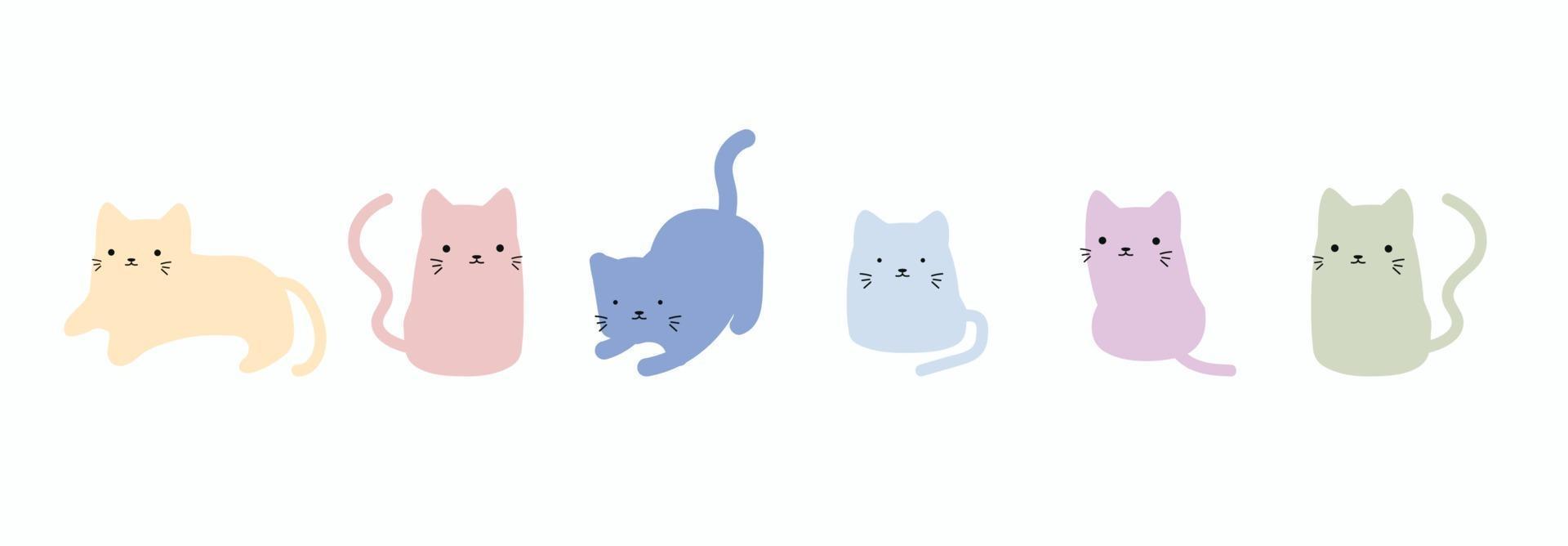 schattige kat doodle vector set