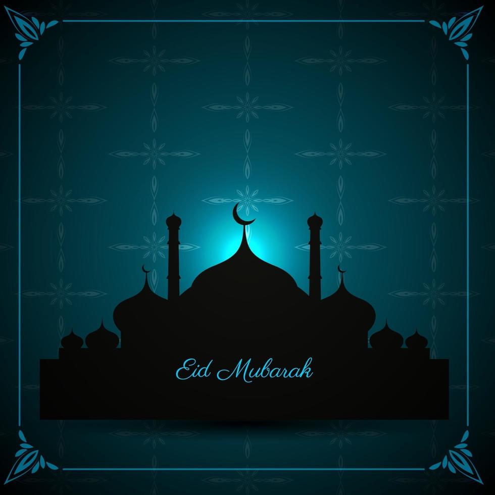 prachtige moskee scène eid mubarak achtergrond vector