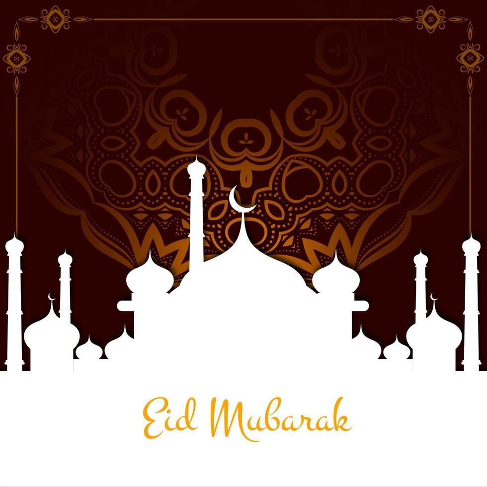 eid mubarak-kaart met het festivalachtergrond van het moskeepatroon vector