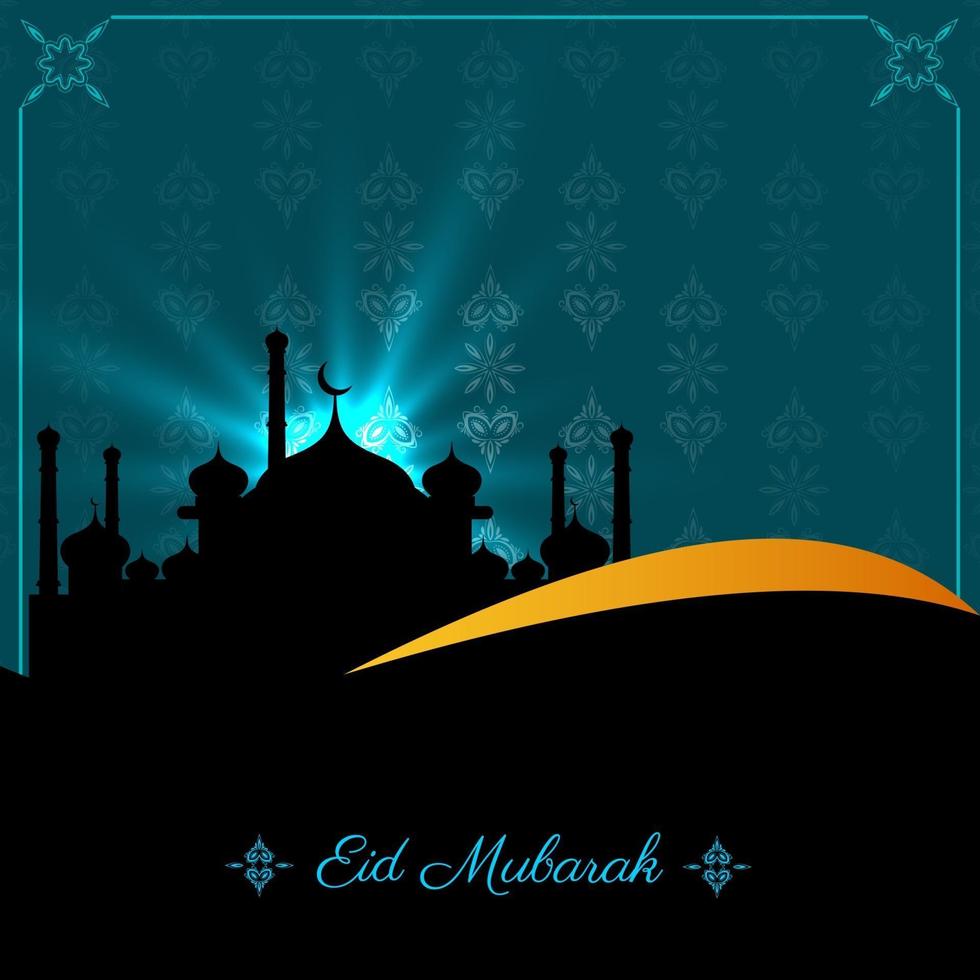 eid mubarak-kaart met het festivalachtergrond van het moskeepatroon vector