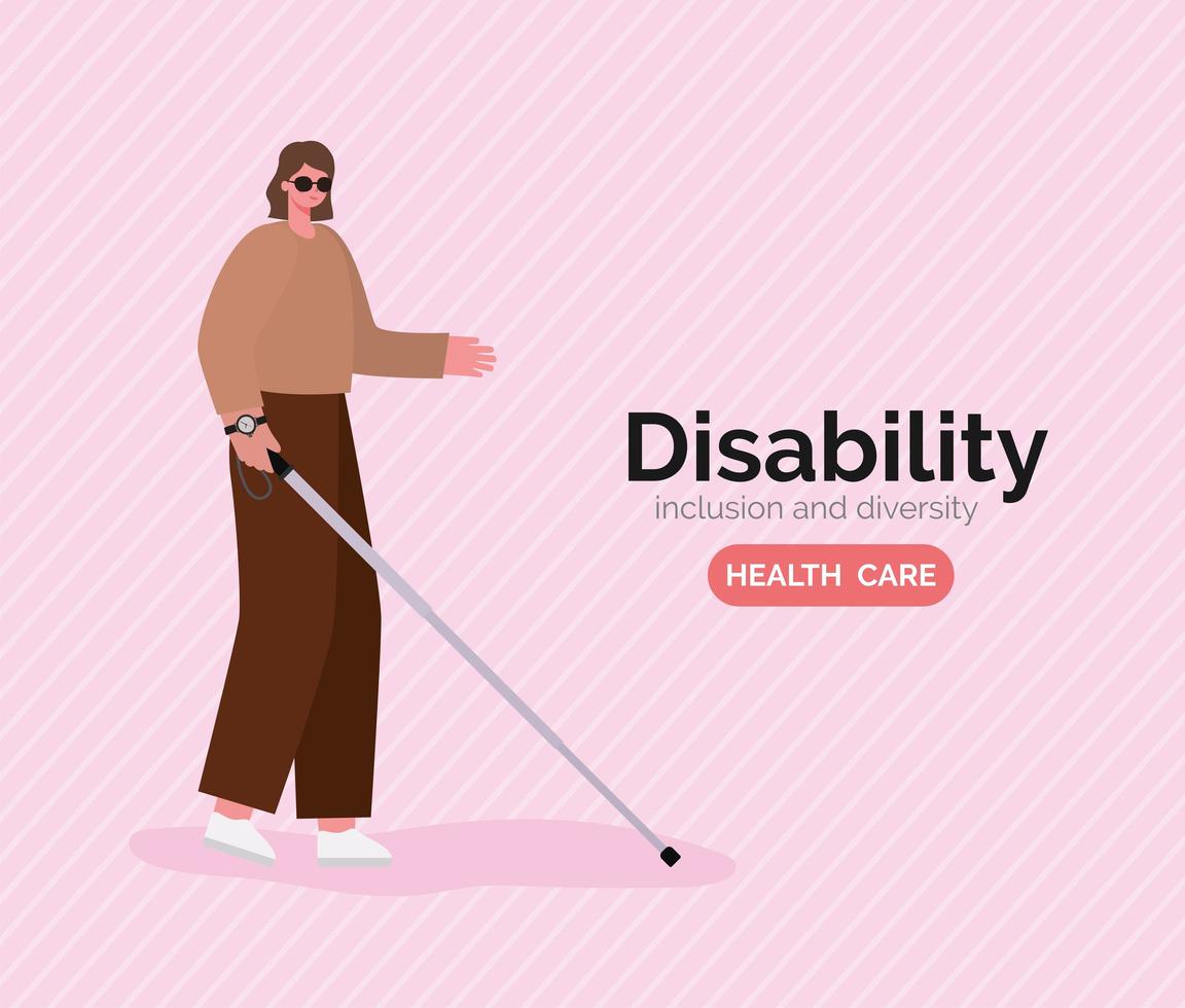 handicap bewustzijn poster met blinde vrouw vector