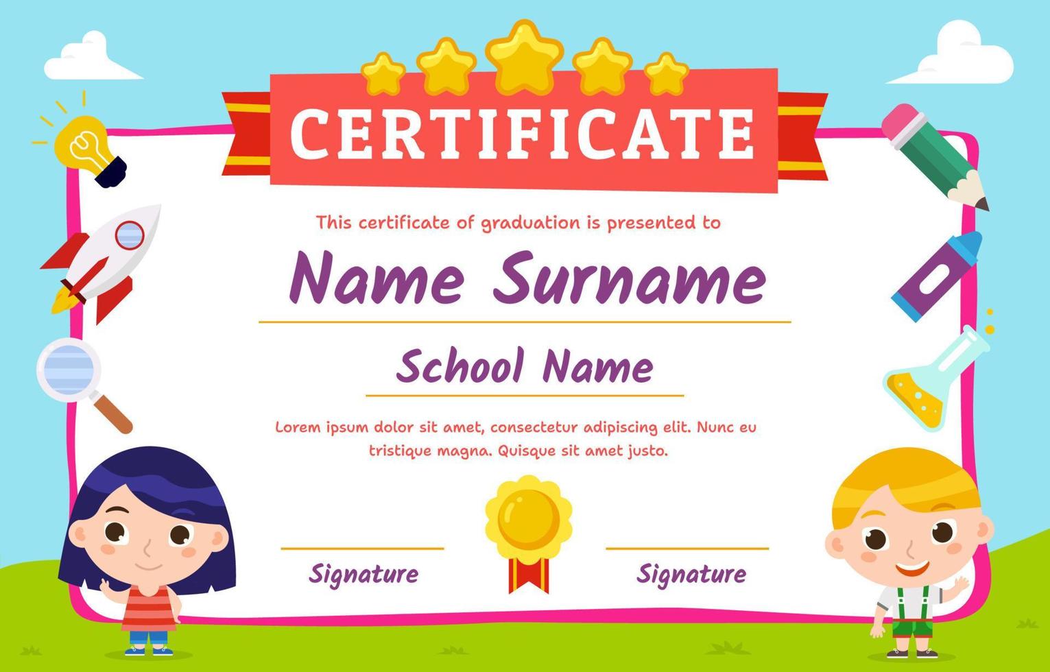 kinderen certificaat sjabloon vector