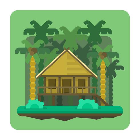 jungle bungalow vector