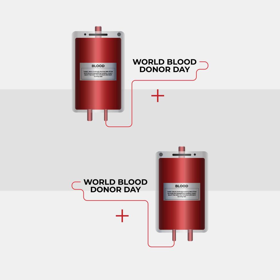 wereldbloeddonordagconcept met handen die bloed doneren vector