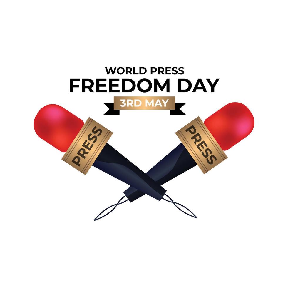 wereld persvrijheid dag vector grafisch ontwerp met pen en microfoon