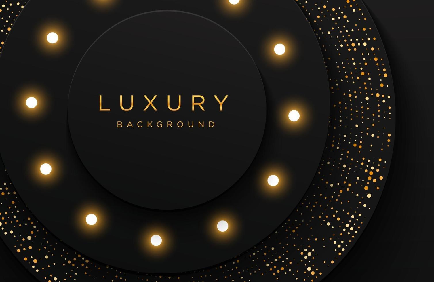 luxe elegante achtergrond met glanzend goud gestippeld patroon en gloeilamp geïsoleerd op zwart. abstracte realistische papercut achtergrond. elegante sjabloon vector