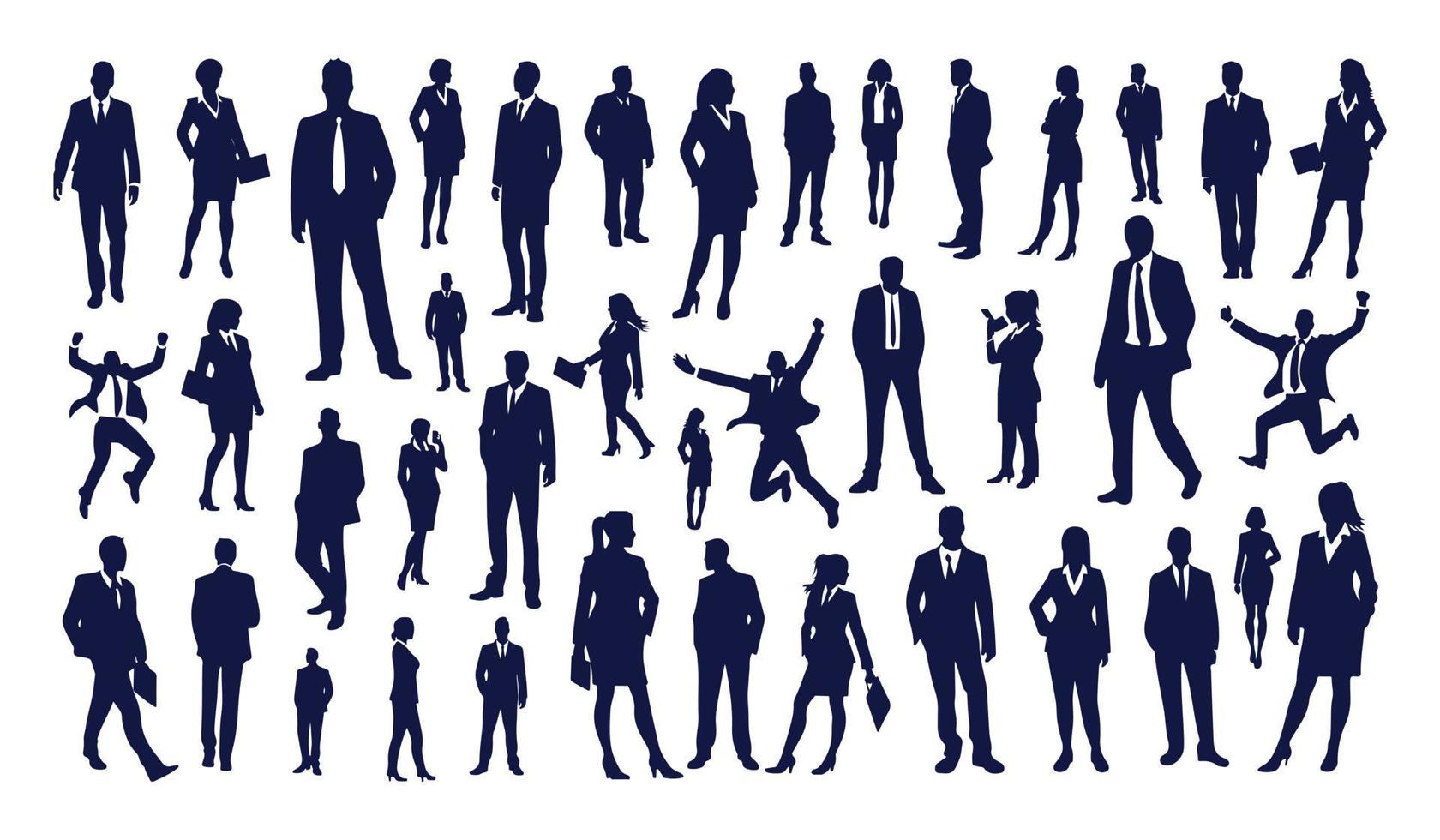 bedrijf mensen silhouet reeks bedrijf Mens en vrouw silhouetten bedrijf team vergadering achtergrond vector illustratie