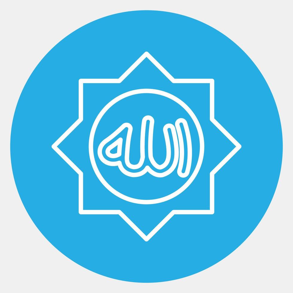 icoon Allah woord. Islamitisch elementen van ramadan, eid al fitr, eid al adha. pictogrammen in blauw stijl. mooi zo voor afdrukken, affiches, logo, decoratie, groet kaart, enz. vector