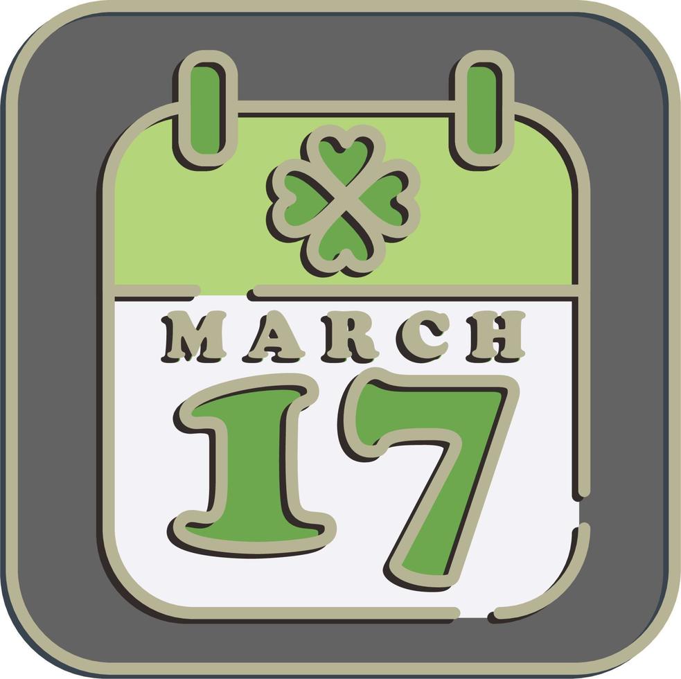 icoon st Patrick dag kalender. st. Patrick dag viering elementen. pictogrammen in reliëf stijl. mooi zo voor afdrukken, affiches, logo, partij decoratie, groet kaart, enz. vector