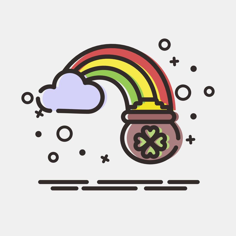 icoon st patricks regenboog. st. Patrick dag viering elementen. pictogrammen in mbe stijl. mooi zo voor afdrukken, affiches, logo, partij decoratie, groet kaart, enz. vector