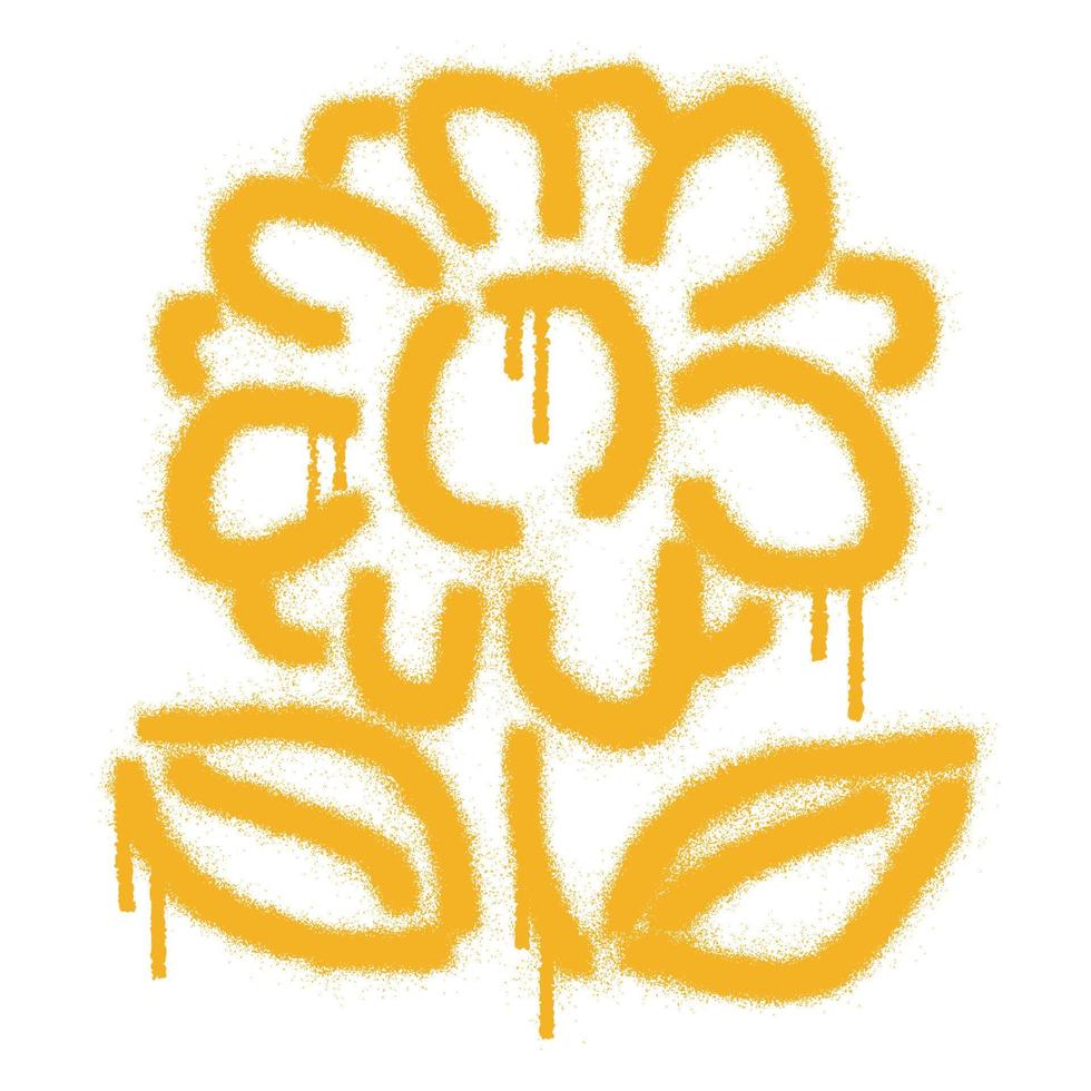graffiti zonnebloem met geel verstuiven verf vector