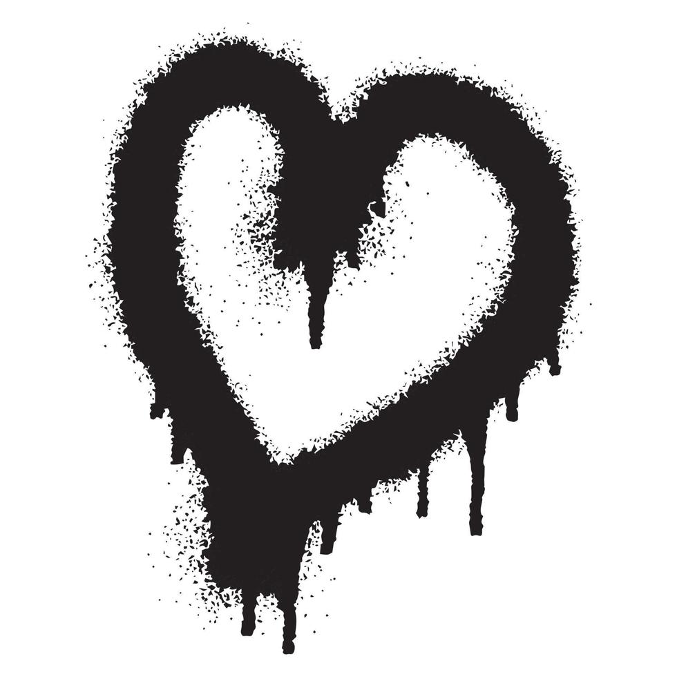 graffiti hart icoon met zwart verstuiven verf vector