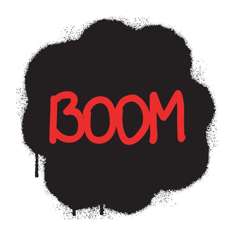 explosie graffiti met woord boom gespoten in zwart verstuiven verf. vector illustratie