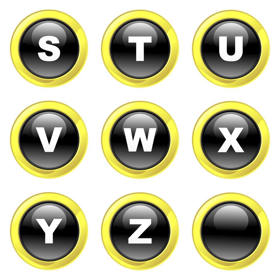 glazig zwart en goud alfabet toetsen vector