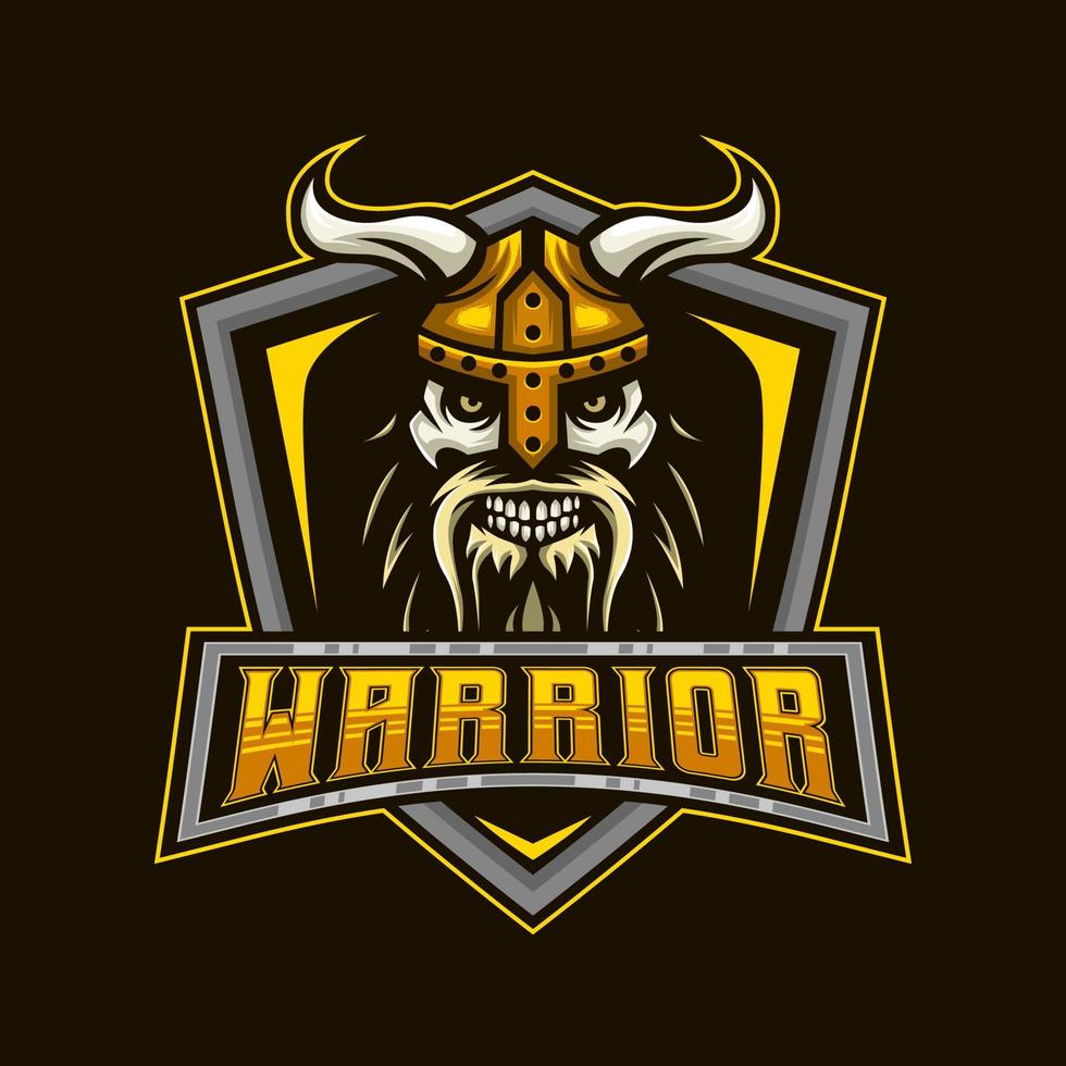 viking schedel e-sport mascotte logo ontwerp sjabloon vector illustratie