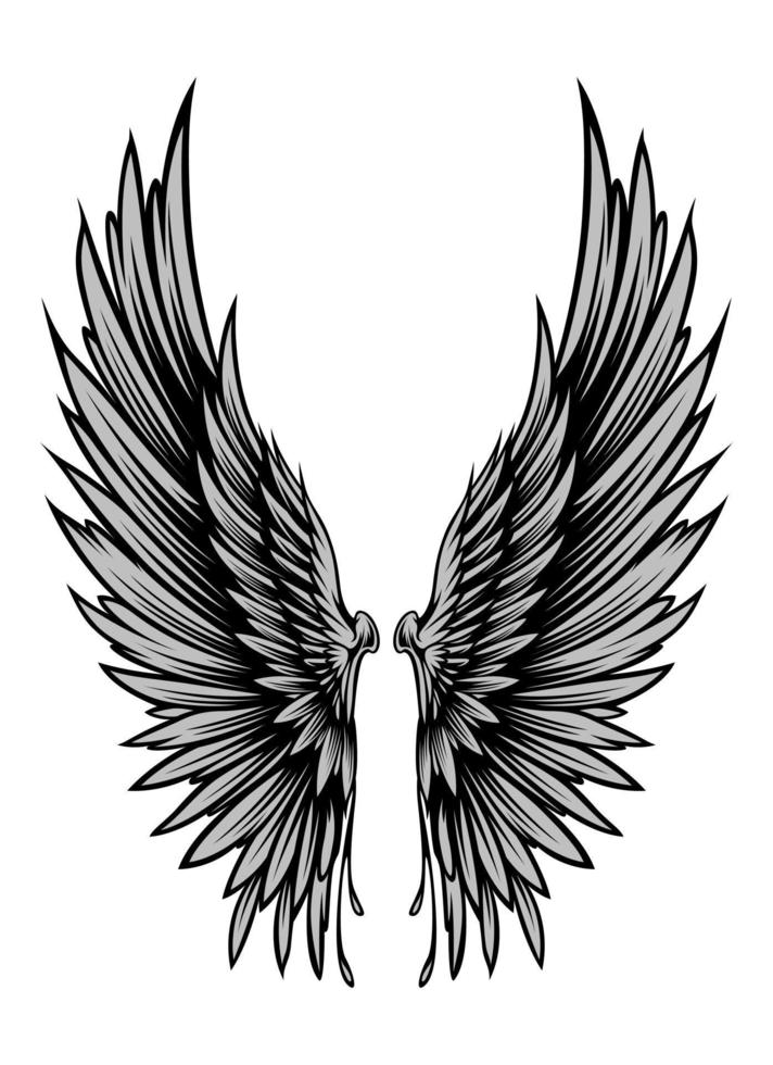 vleugels illustratie in tattoo-stijl vector