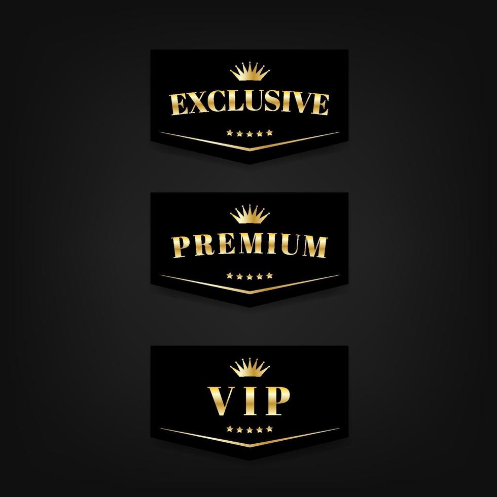 exclusief, premium en vip-tekenlabel. luxe teken vector set.