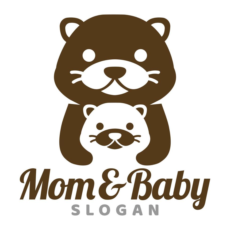 modern mascotte vlak ontwerp gemakkelijk minimalistische schattig Otter mam vader ouders logo icoon ontwerp sjabloon vector met modern illustratie concept stijl voor merk, embleem, label, insigne, dierentuin