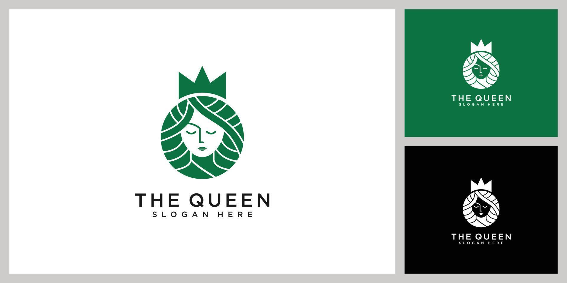 koningin logo vector ontwerp.schoonheid vrouw gezicht logo
