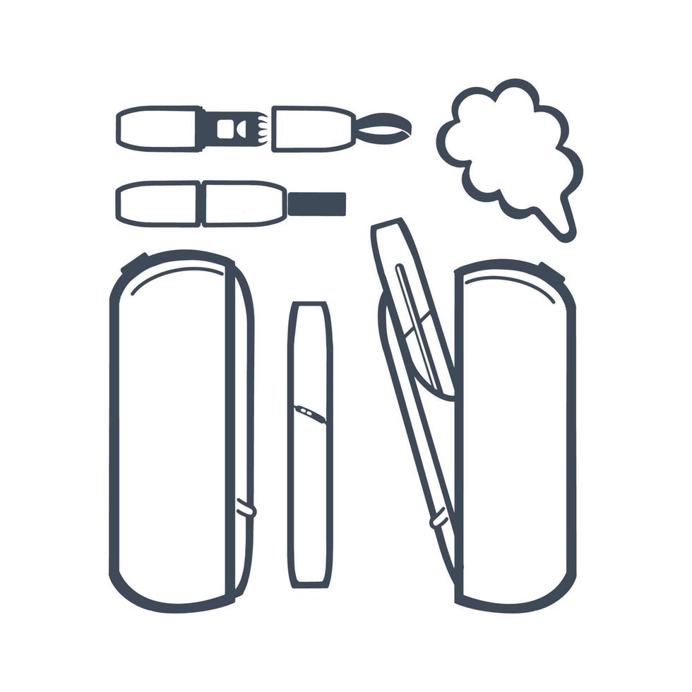 elektronisch sigaret en accessoires pictogrammen voor vapen winkel. geïsoleerd Aan wit achtergrond. vector. vector