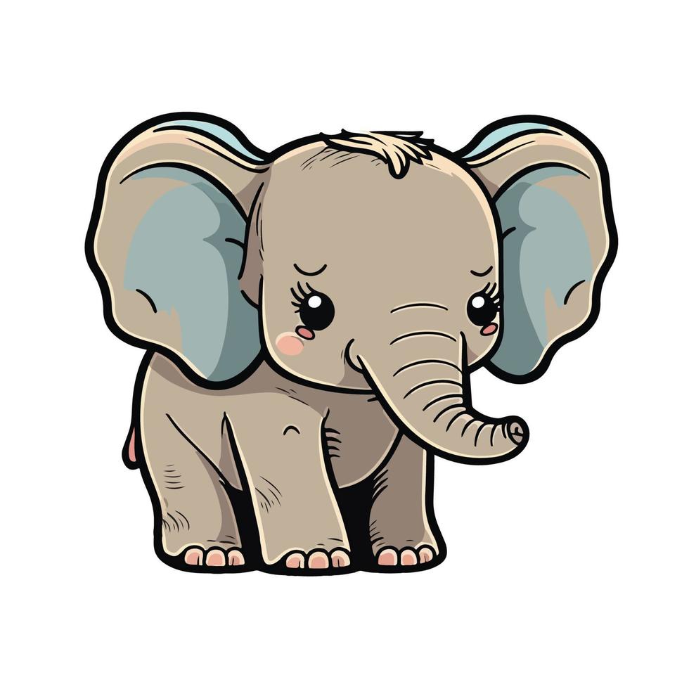 schattig olifant tekenfilm stijl vector