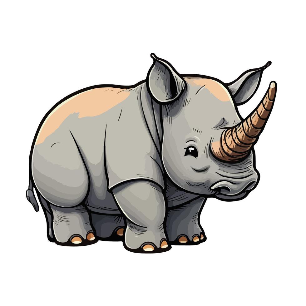 schattig neushoorn tekenfilm stijl vector