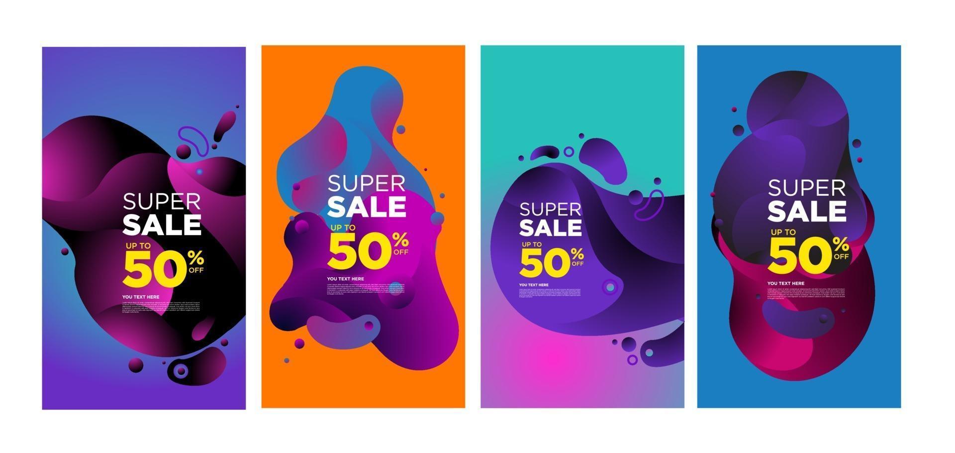 vector kleurrijke vloeistof en curve super verkoop banner