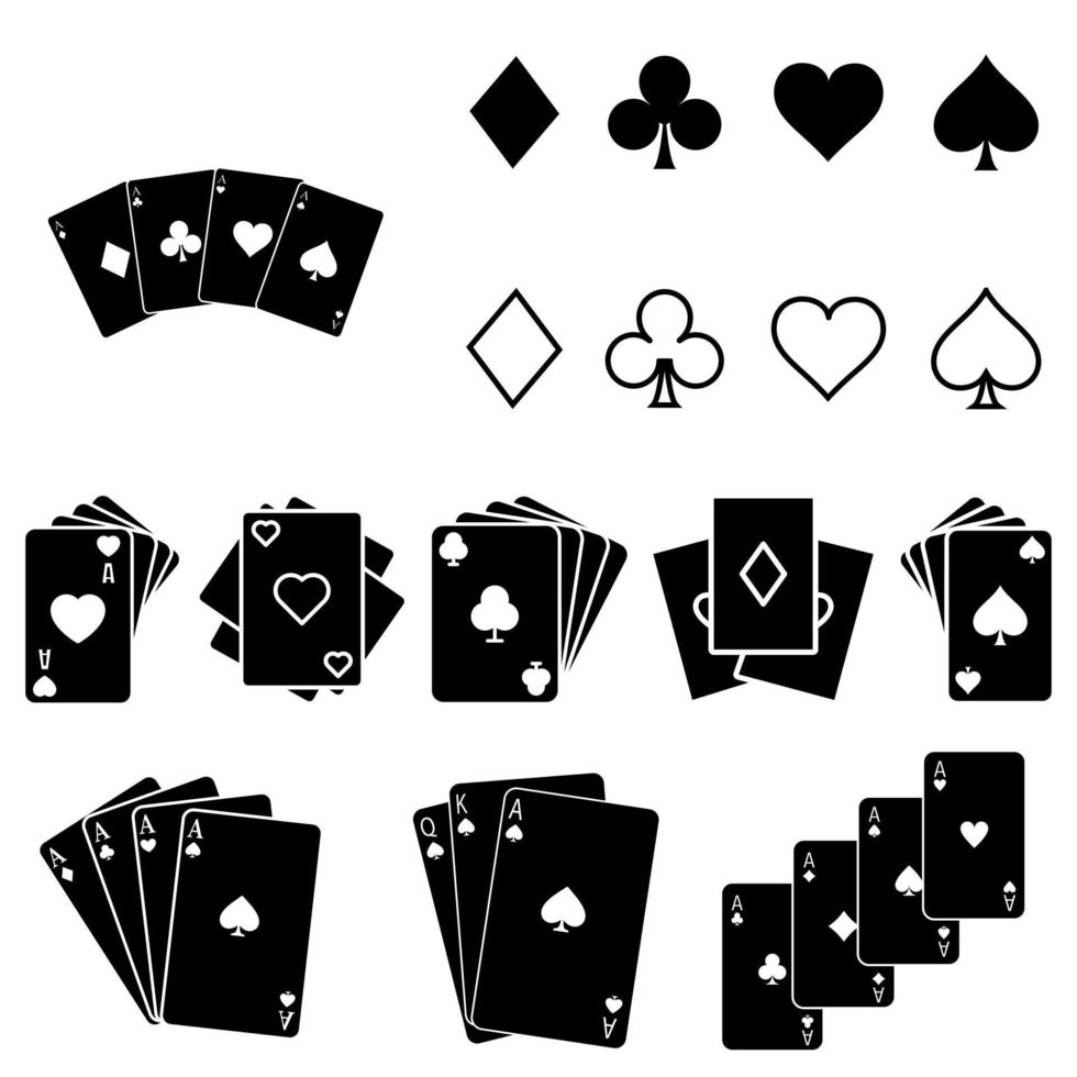 spelen kaarten vector icoon set. poker illustratie teken verzameling. casino symbool. het gokken logo.