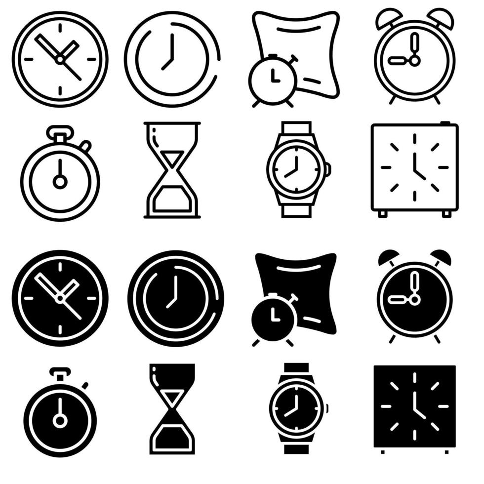 tijd icoon vector set. klok illustratie teken verzameling. kijk maar symbool.
