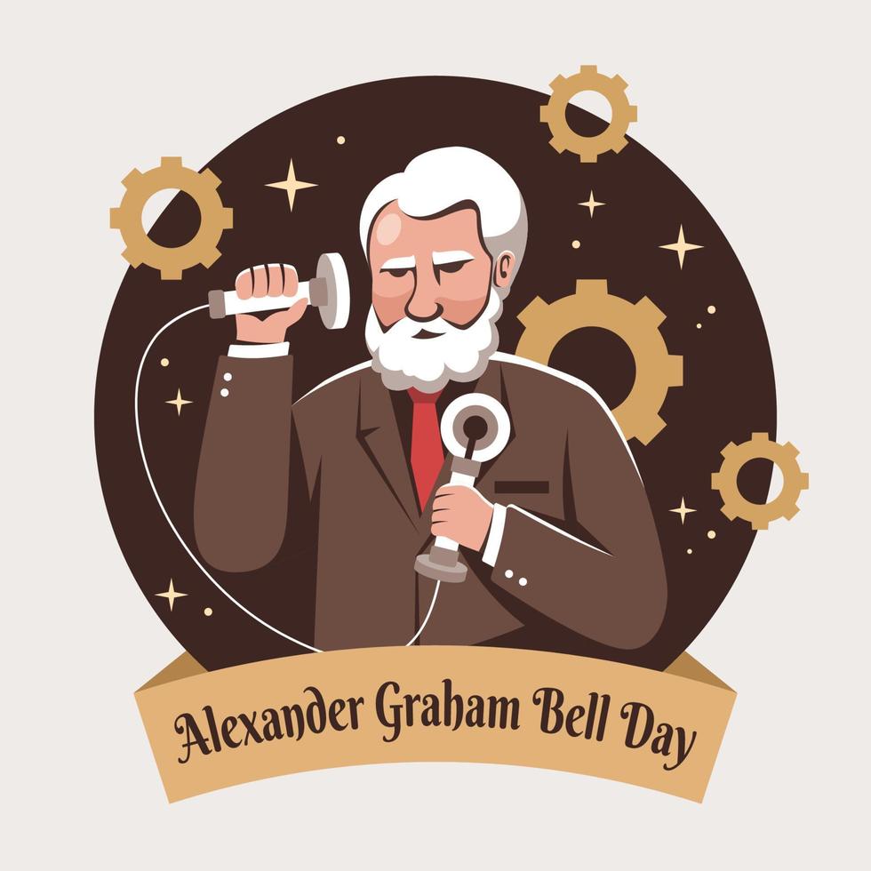 Alexander Graham klok dag viering vector
