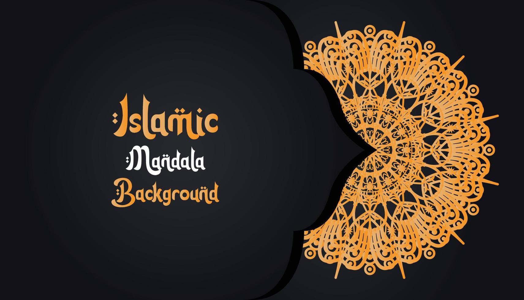 mandala, Islamitisch achtergrond, luxe ontwerp. een zwart achtergrond met een goud patroon dat zegt Islamitisch mandala achtergrond ​ vector