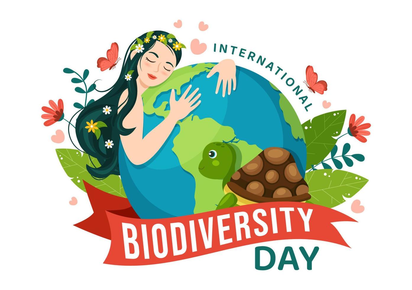 wereld biodiversiteit dag Aan mei 22 illustratie met biologisch diversiteit, aarde en dier in vlak tekenfilm hand- getrokken voor landen bladzijde Sjablonen vector