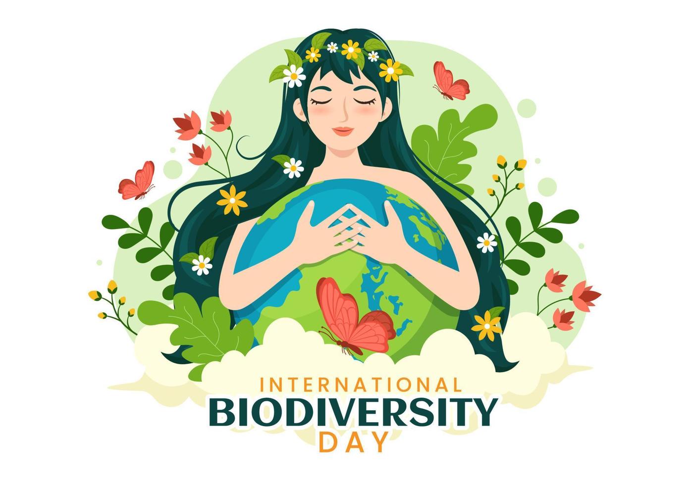 wereld biodiversiteit dag Aan mei 22 illustratie met biologisch diversiteit, aarde en dier in vlak tekenfilm hand- getrokken voor landen bladzijde Sjablonen vector