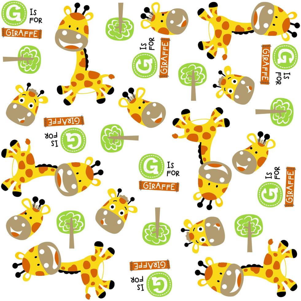 vector tekenfilm naadloos patroon met schattig giraffe