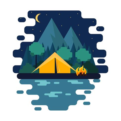 Nacht Camping Illustratie Vector